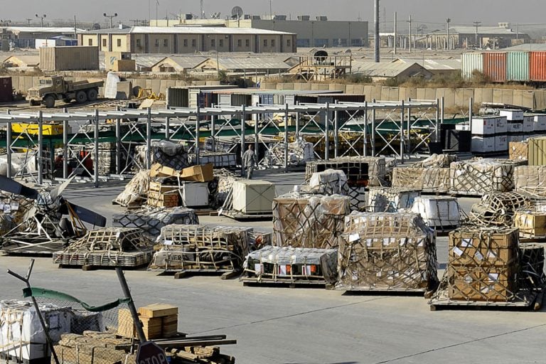 463L Pallet Rack with 463L Pallets in Air Force Facility